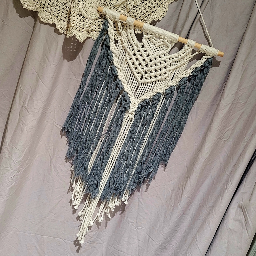 Bohemian Macrame Wall Decor Grey White